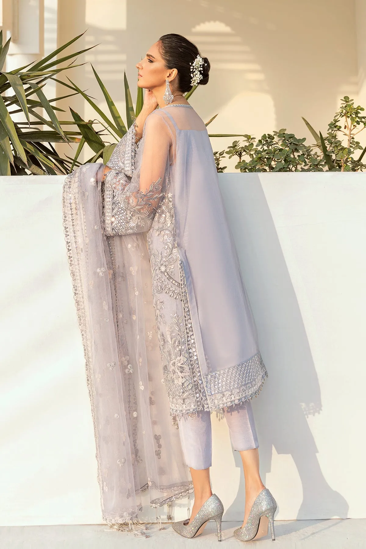 Heavily Embellished Grey Salwar Suit Party Dress in Salwar Kameez