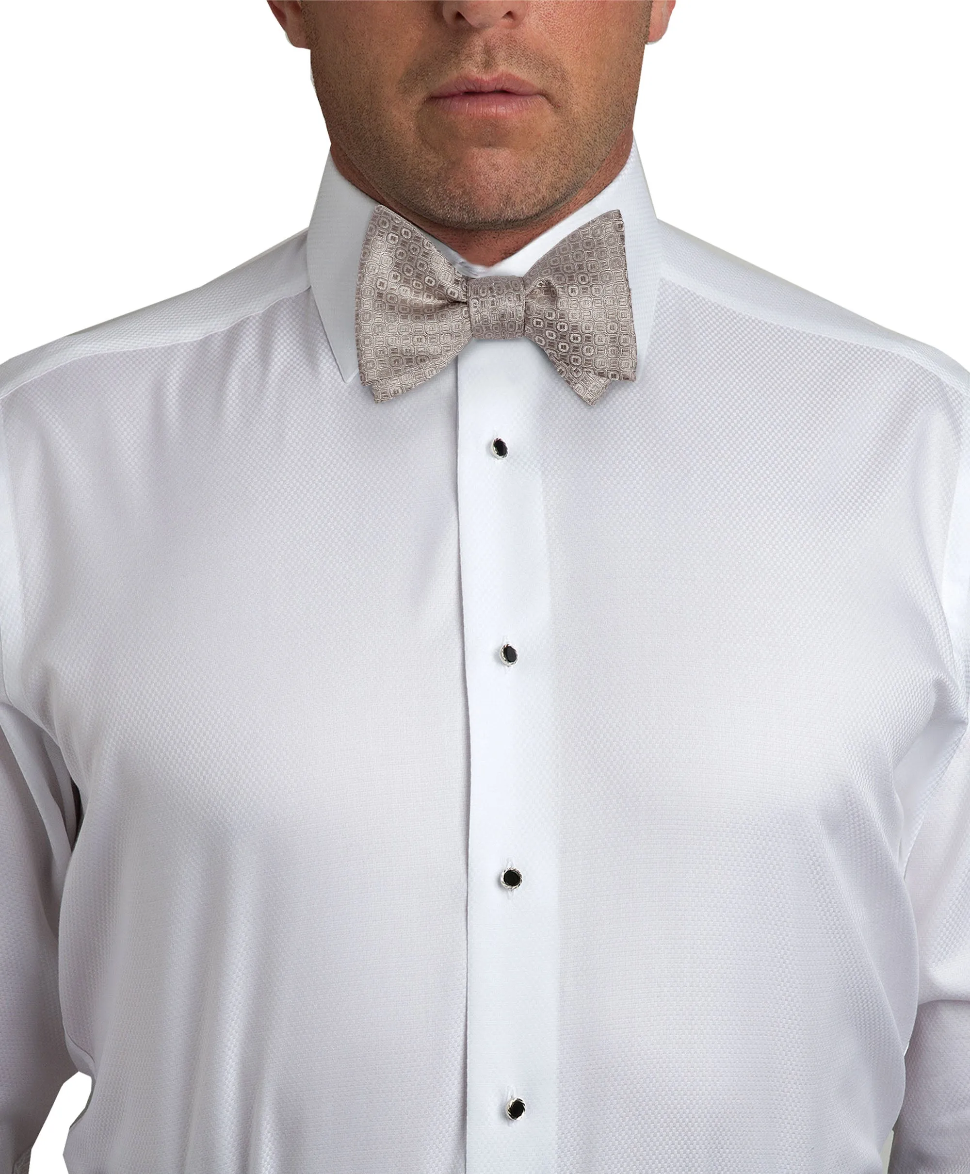 HT07076044 | Silver Geometric Self-Tie Bow Tie