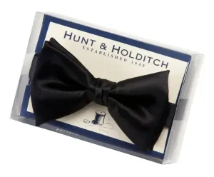 HUNT & HOLDITCH Ready Tied Satin Bow Tie - Black