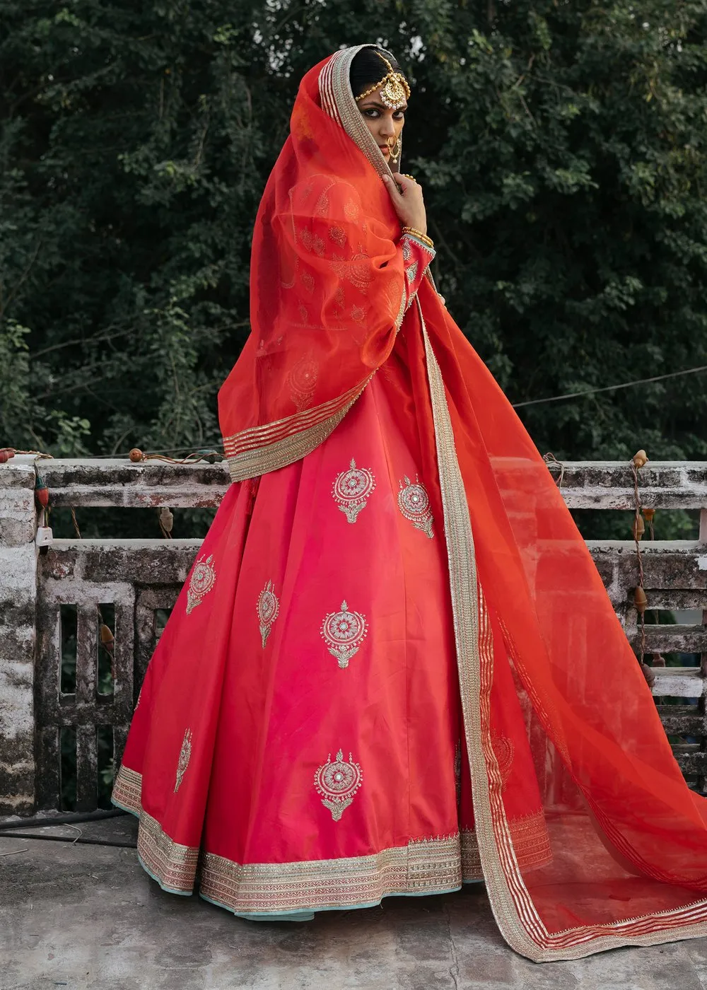 Indian Bridal Dress for Wedding in Froke Style #J4306