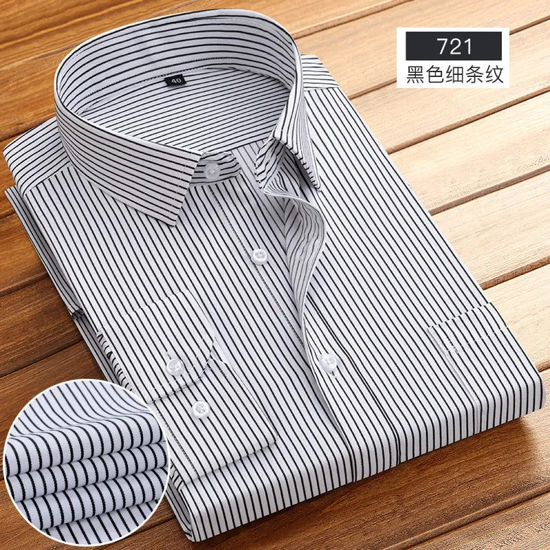 INSTOCK -New business spring and autumn men's striped shirt