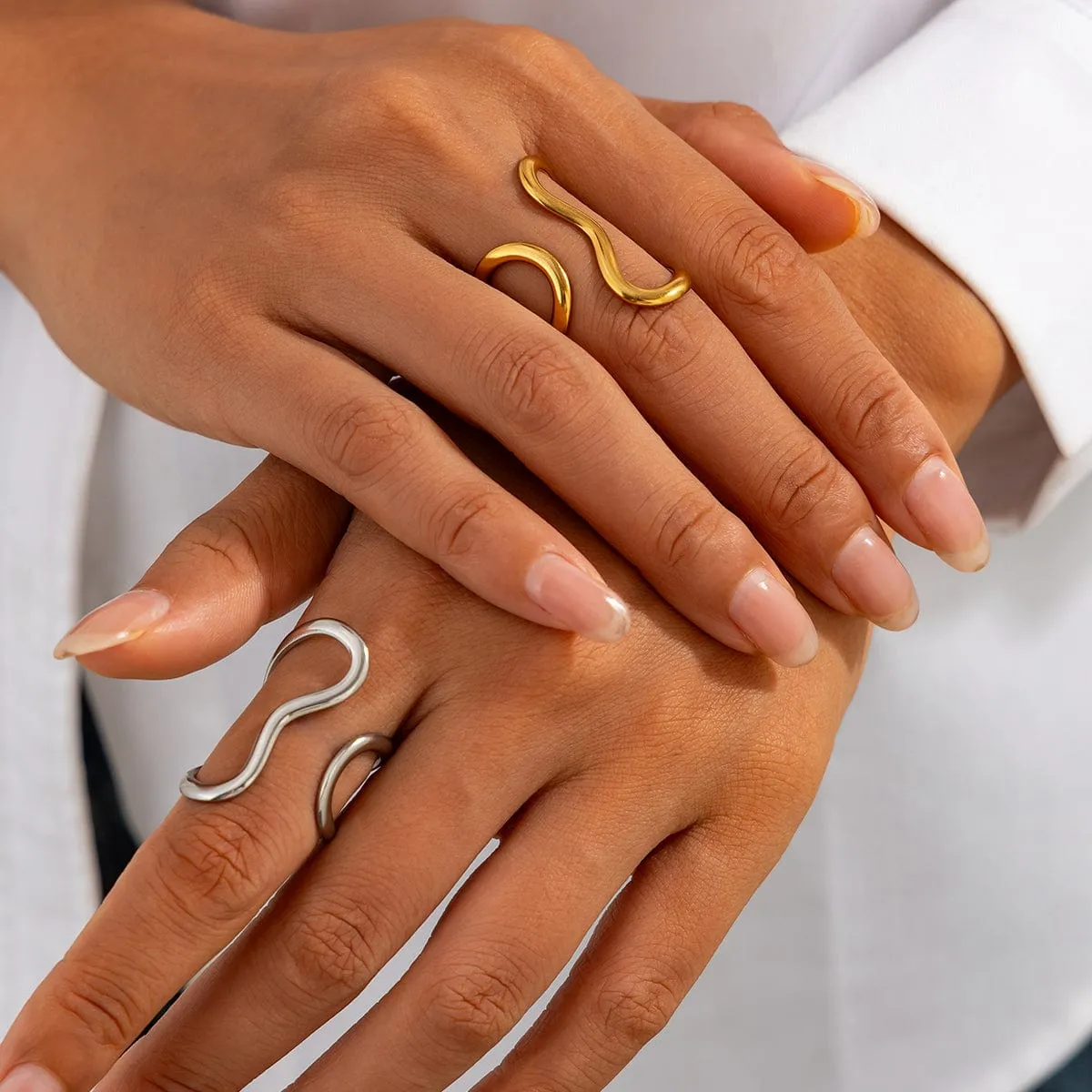 Irregular Curved Hollow Open Ring