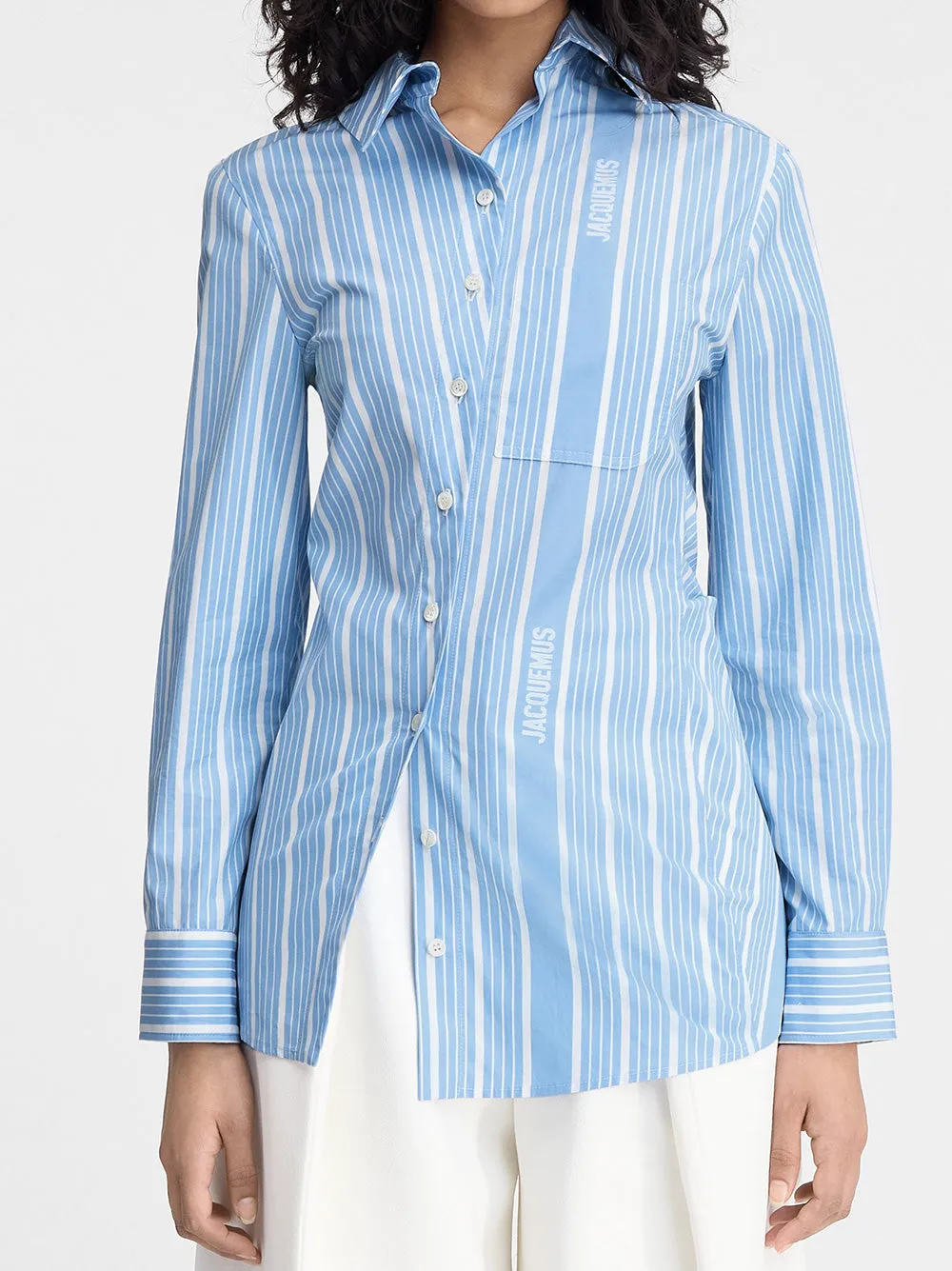 Jacquemus The Pablo Shirt in Jacquard Blue/White