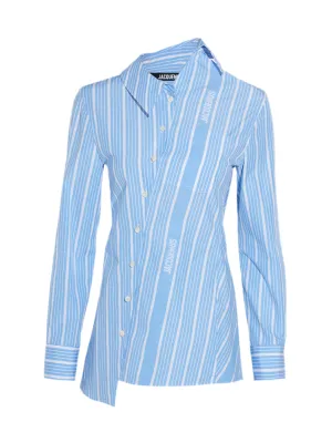 Jacquemus The Pablo Shirt in Jacquard Blue/White