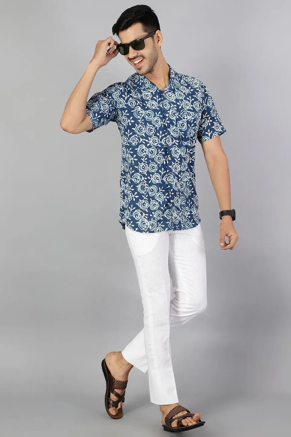 Jaipur 100% Cotton Blue Design Shirt