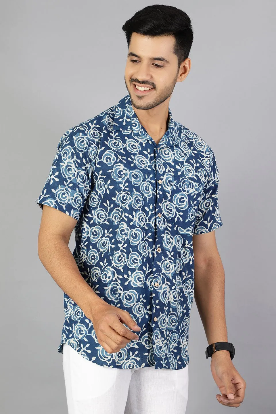 Jaipur 100% Cotton Blue Design Shirt