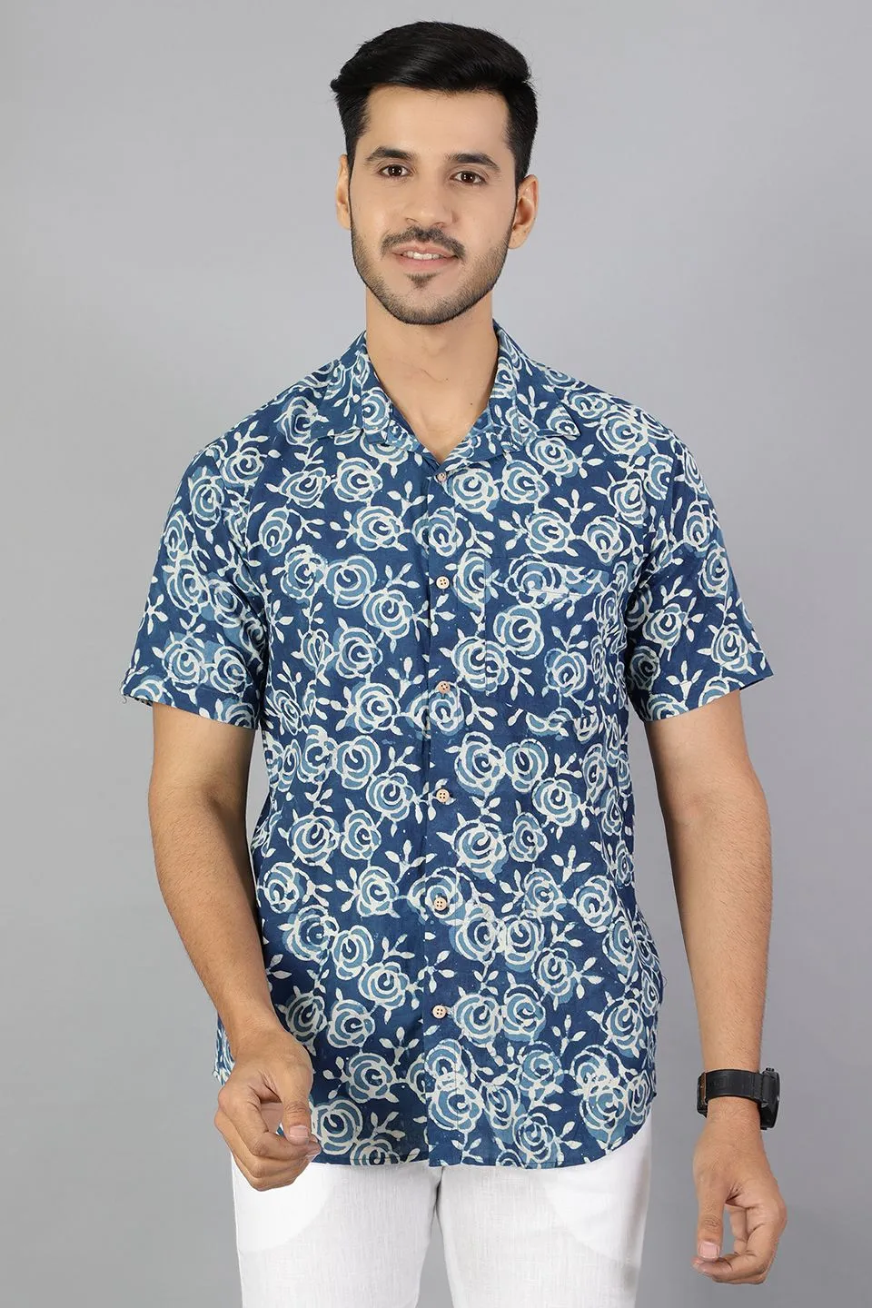 Jaipur 100% Cotton Blue Design Shirt