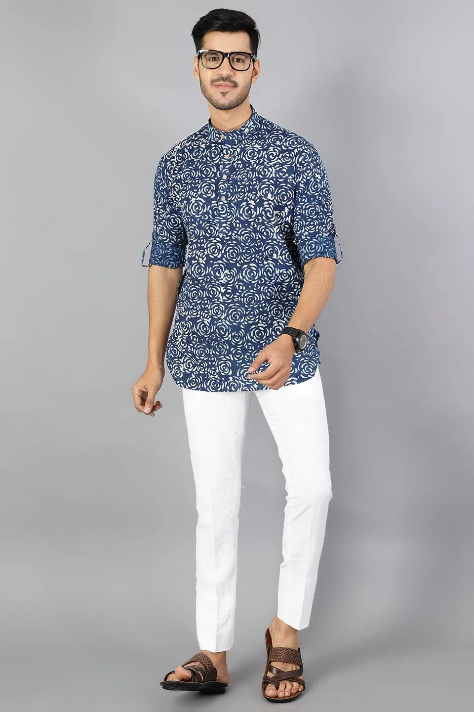 Jaipur 100%  Cotton Indigo Kurta Shirt
