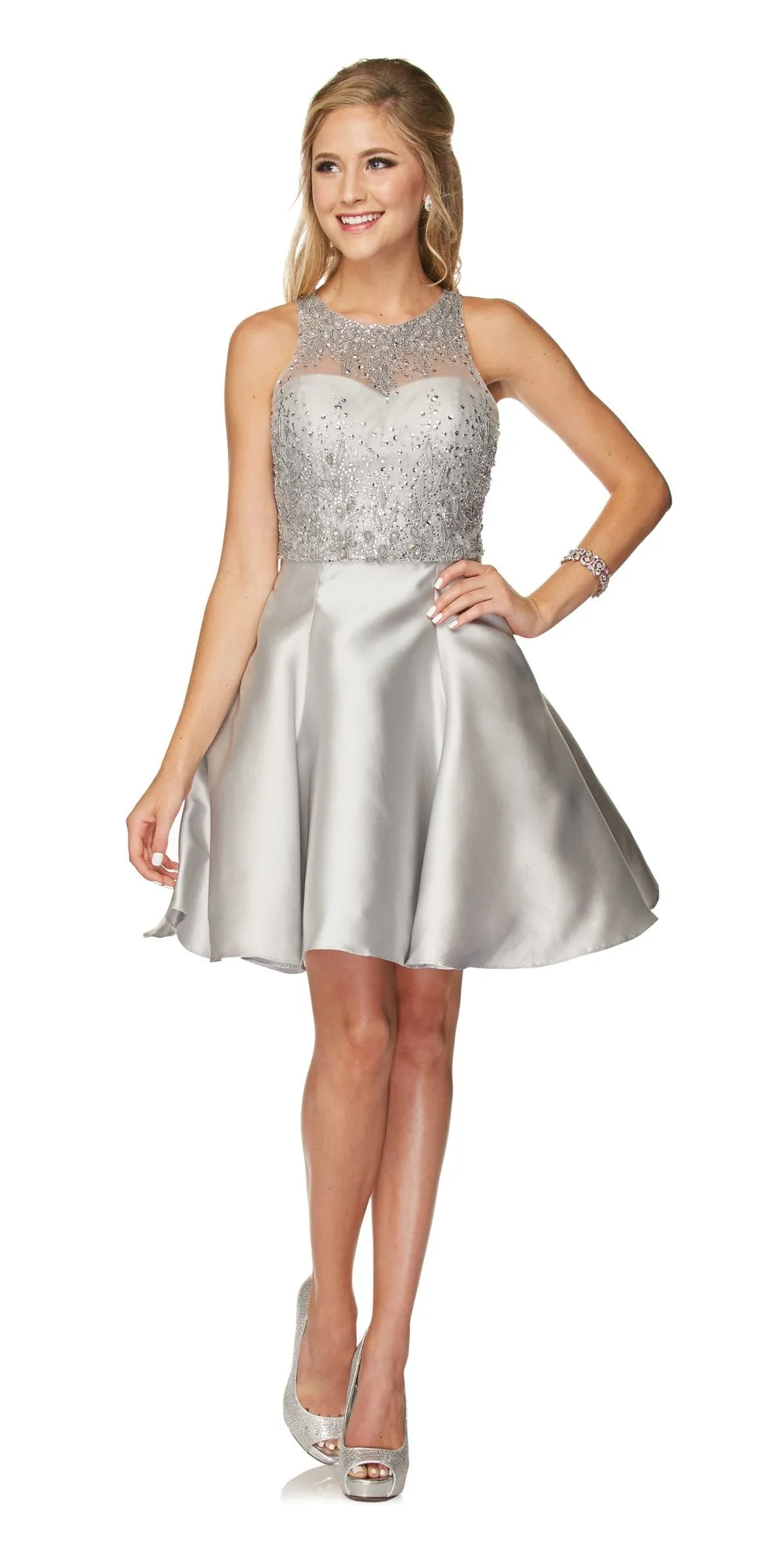 Juliet 774 Illusion Embellished Bodice Homecoming Party Dress