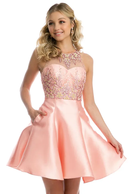 Juliet 774 Illusion Embellished Bodice Homecoming Party Dress