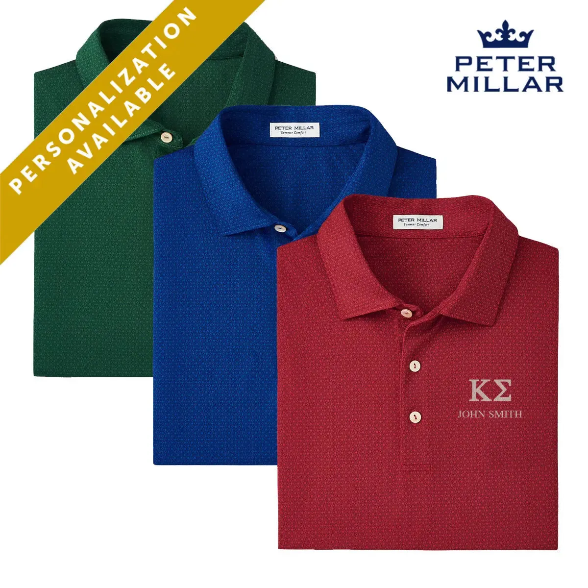 Kappa Sig Personalized Peter Millar Tesseract Patterned Polo With Greek Letters