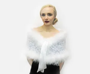 Lace and Marabou Feather Wrap
