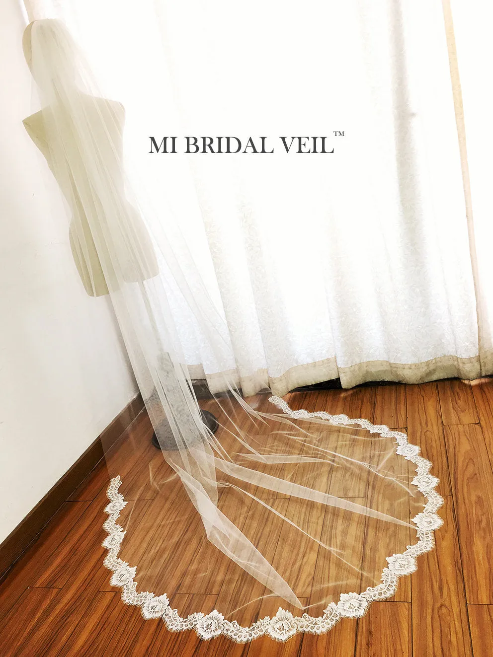Lace Wedding Veil, Vintage Inspired Chantilly Eyelash Rose Cathedral Veil, Mi Bridal