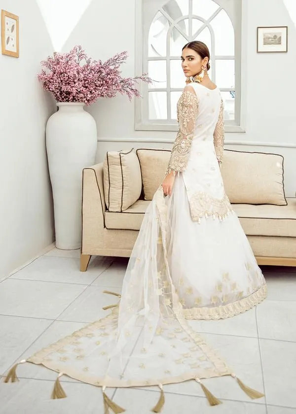 Latest Designer Wedding Party Lehenga In Pearl White # CA129