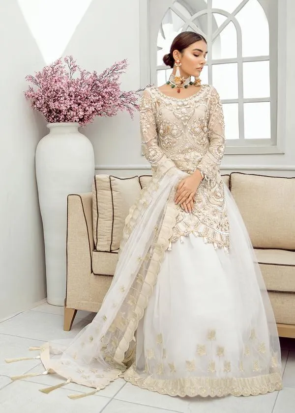 Latest Designer Wedding Party Lehenga In Pearl White # CA129