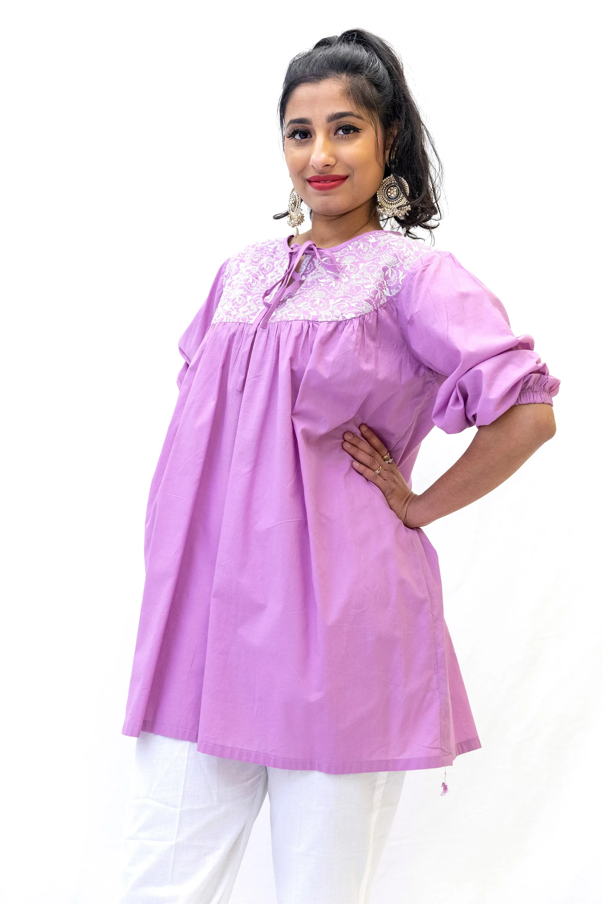 Lavander Cotton Kurti - Shirt