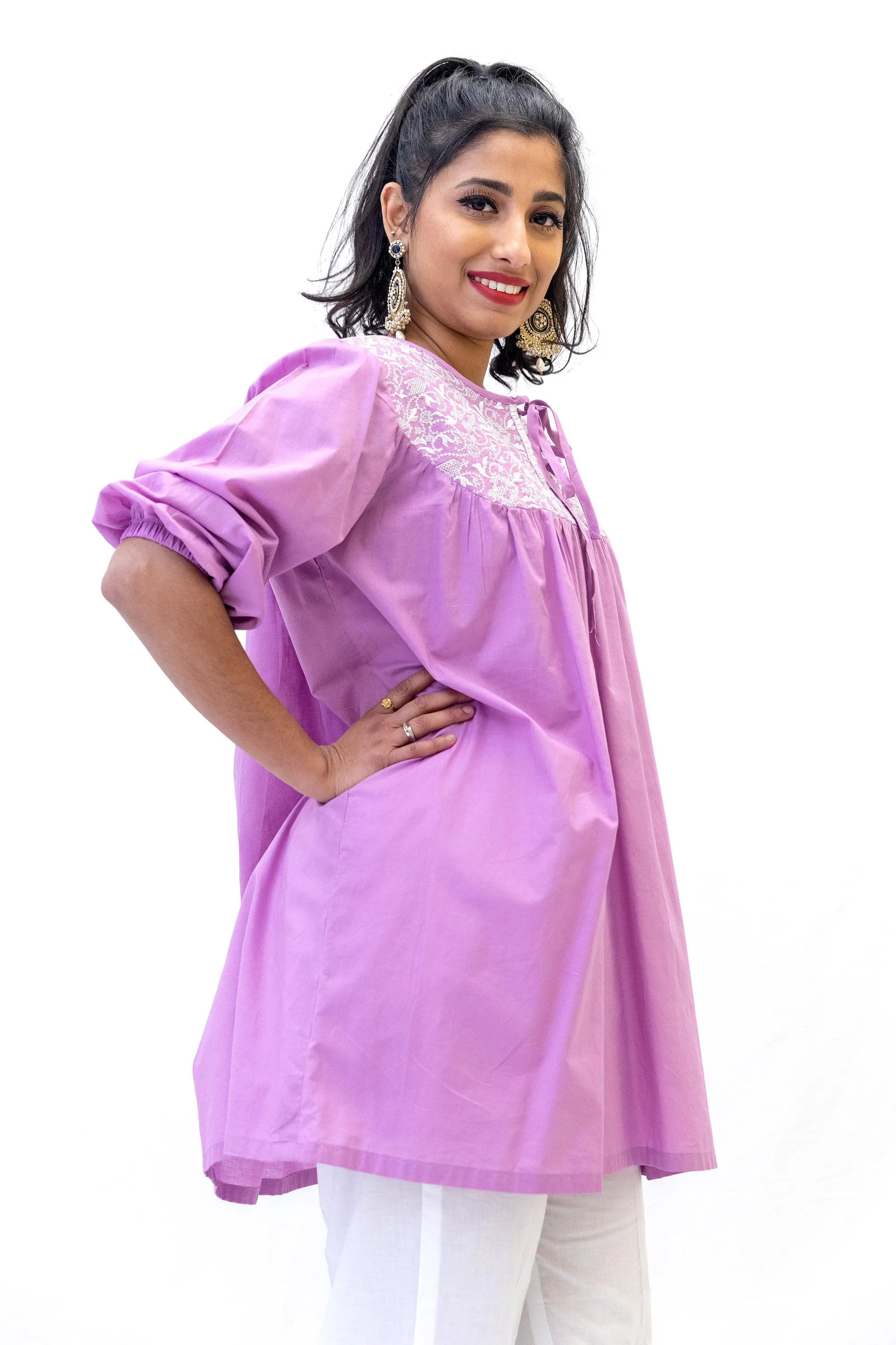Lavander Cotton Kurti - Shirt
