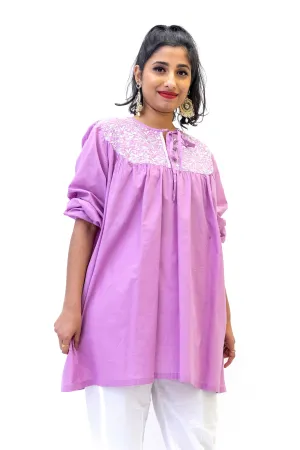 Lavander Cotton Kurti - Shirt