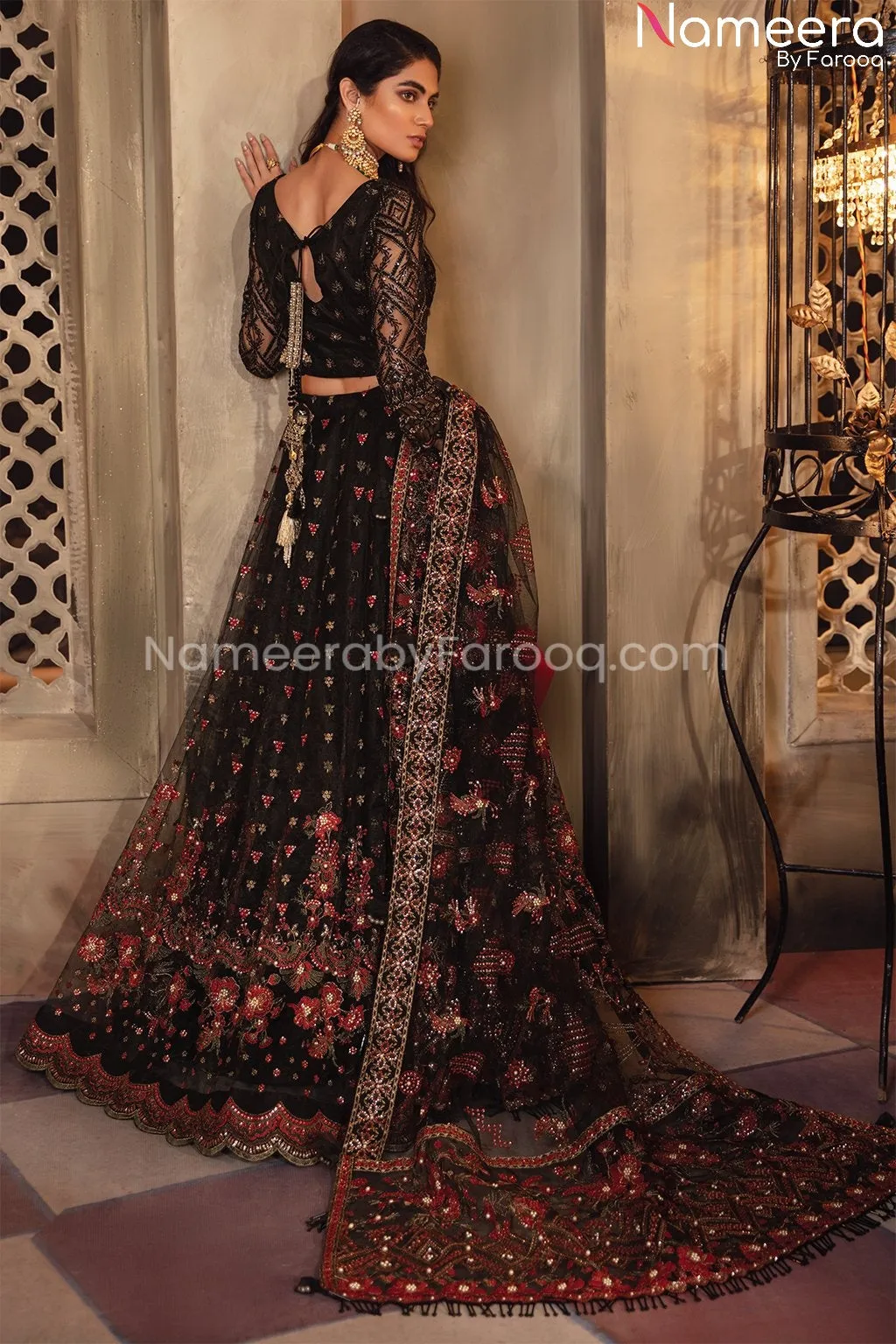 Lehenga Party Dress In Black Color By Designer #PF196