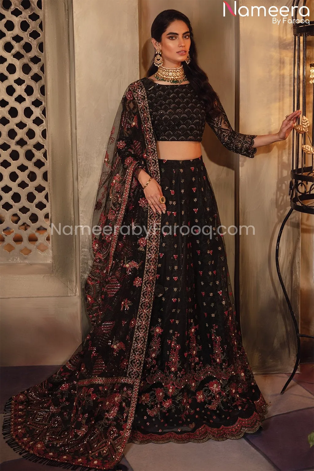 Lehenga Party Dress In Black Color By Designer #PF196