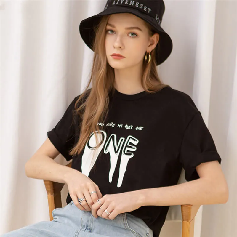 Letter Graphic Cotton T-Shirt