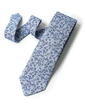 Light Blue Linen/Rayon Floral Neat Tie