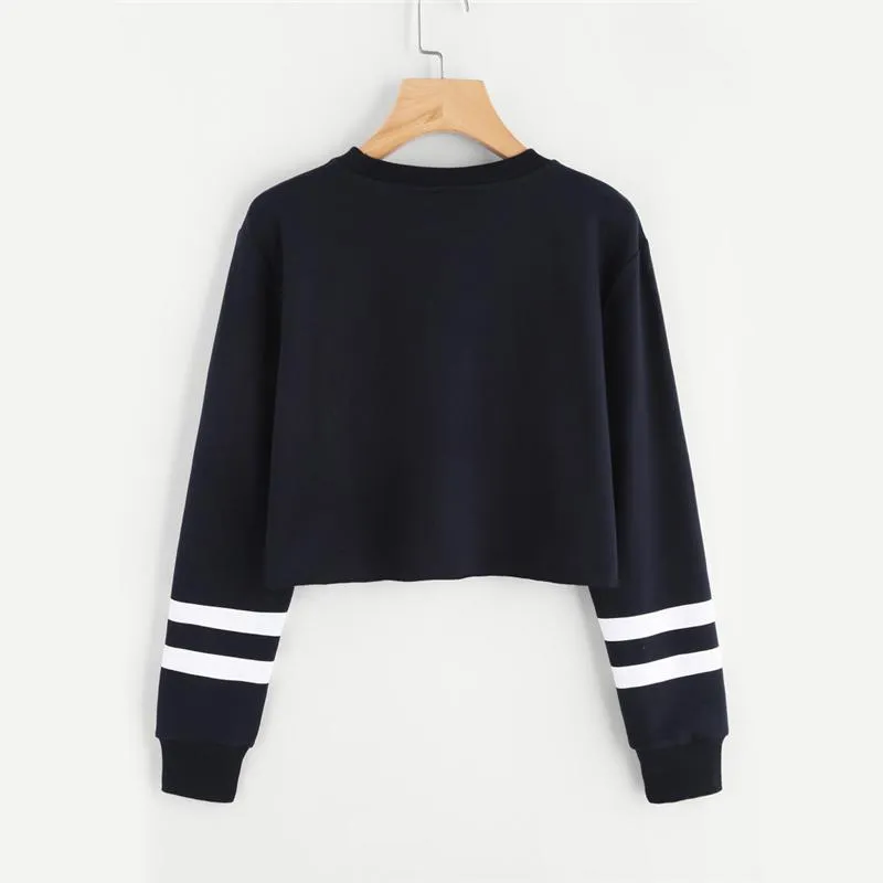 'LOS ANGELES' Striped Crop Sweatshirt