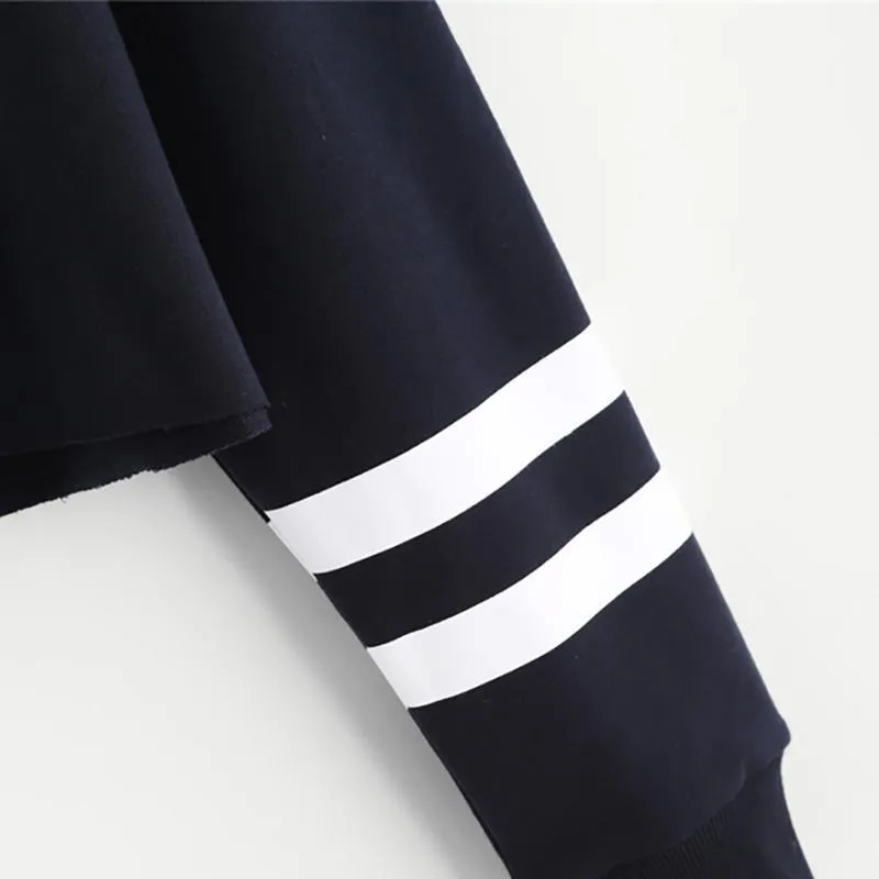 'LOS ANGELES' Striped Crop Sweatshirt