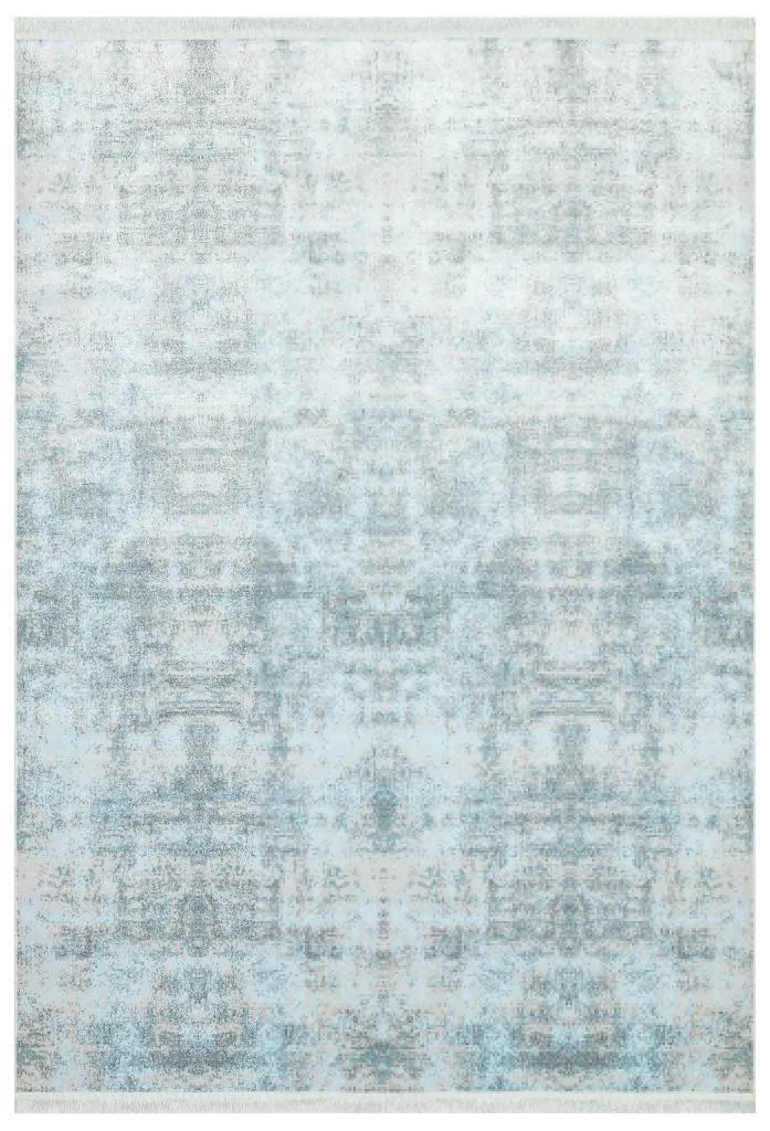 Lucca Washable Thin Blue Kitchen Rug with Non-Slip Base 6006