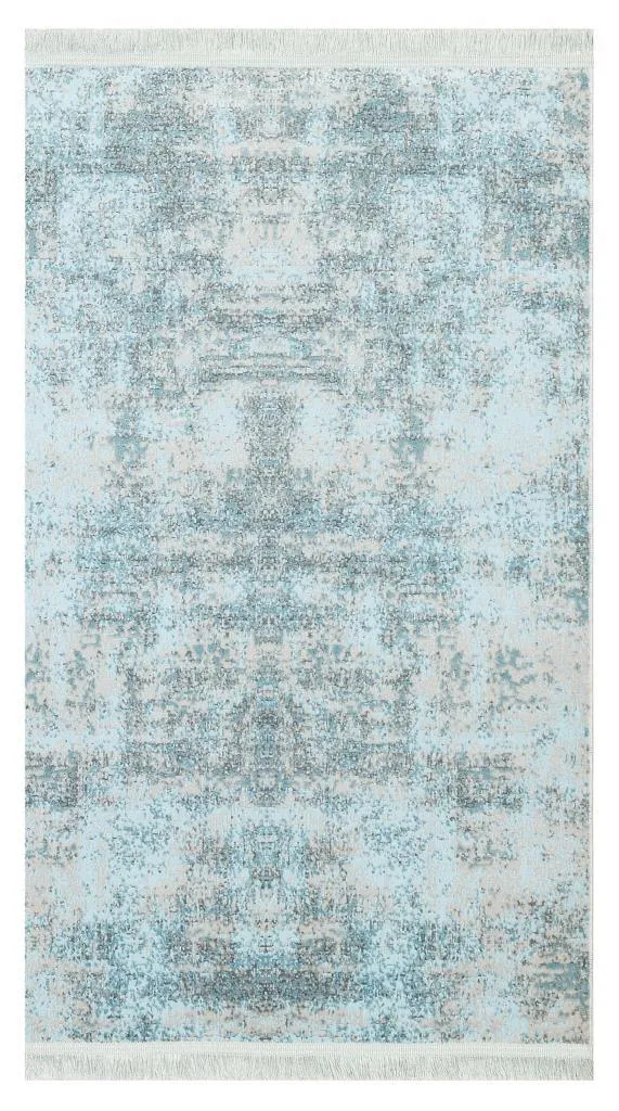 Lucca Washable Thin Blue Kitchen Rug with Non-Slip Base 6006