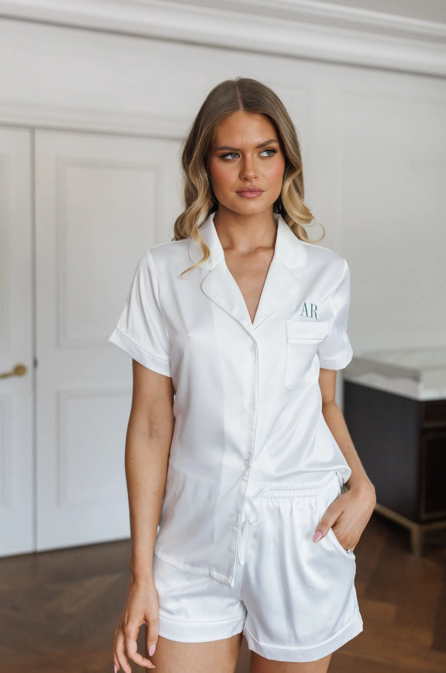 Lucia Premium Satin Bridesmaid Sleep Set White