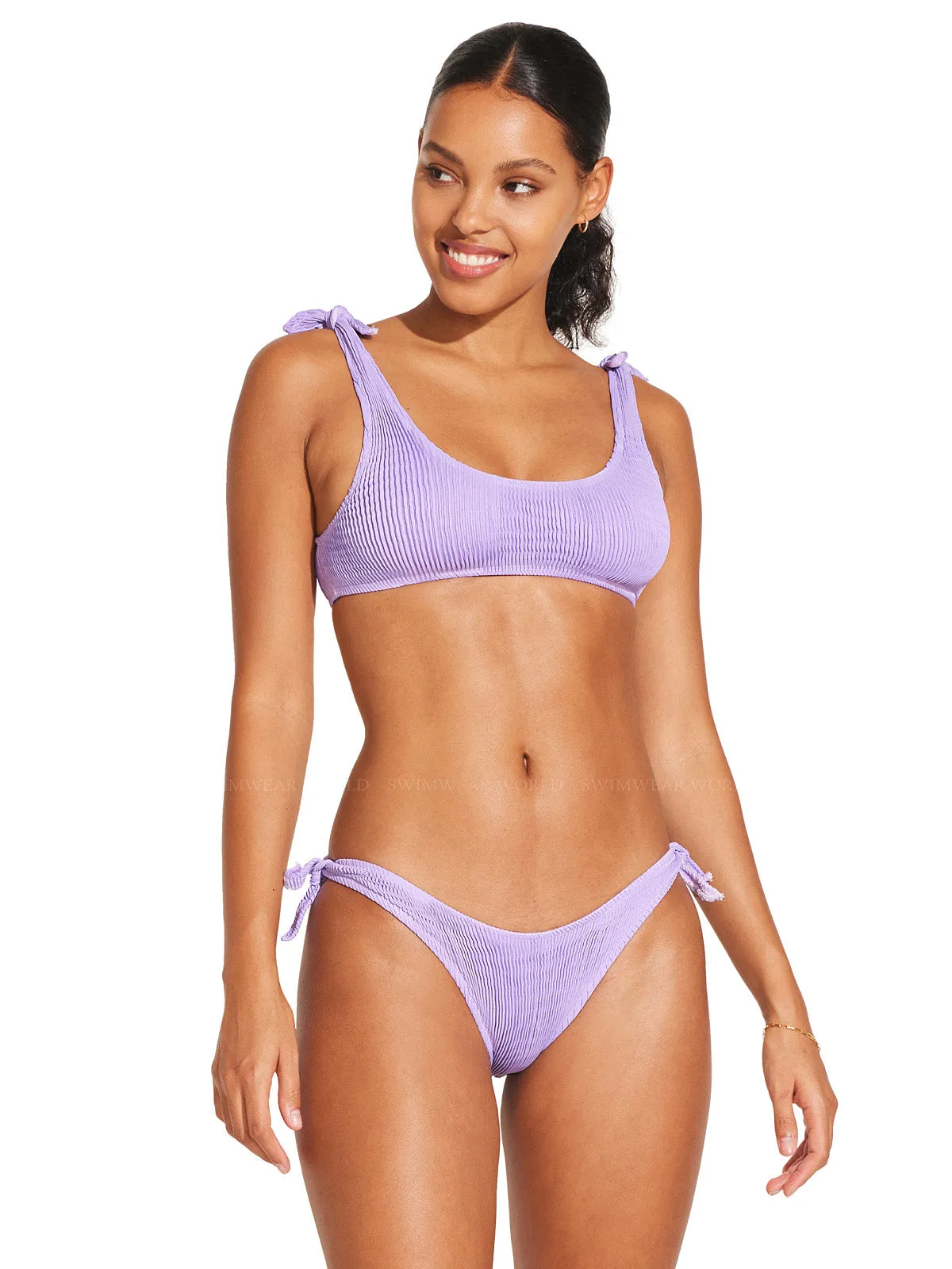 Marley Bralette-Lou Crinkle Tie Side Bikini ::RET