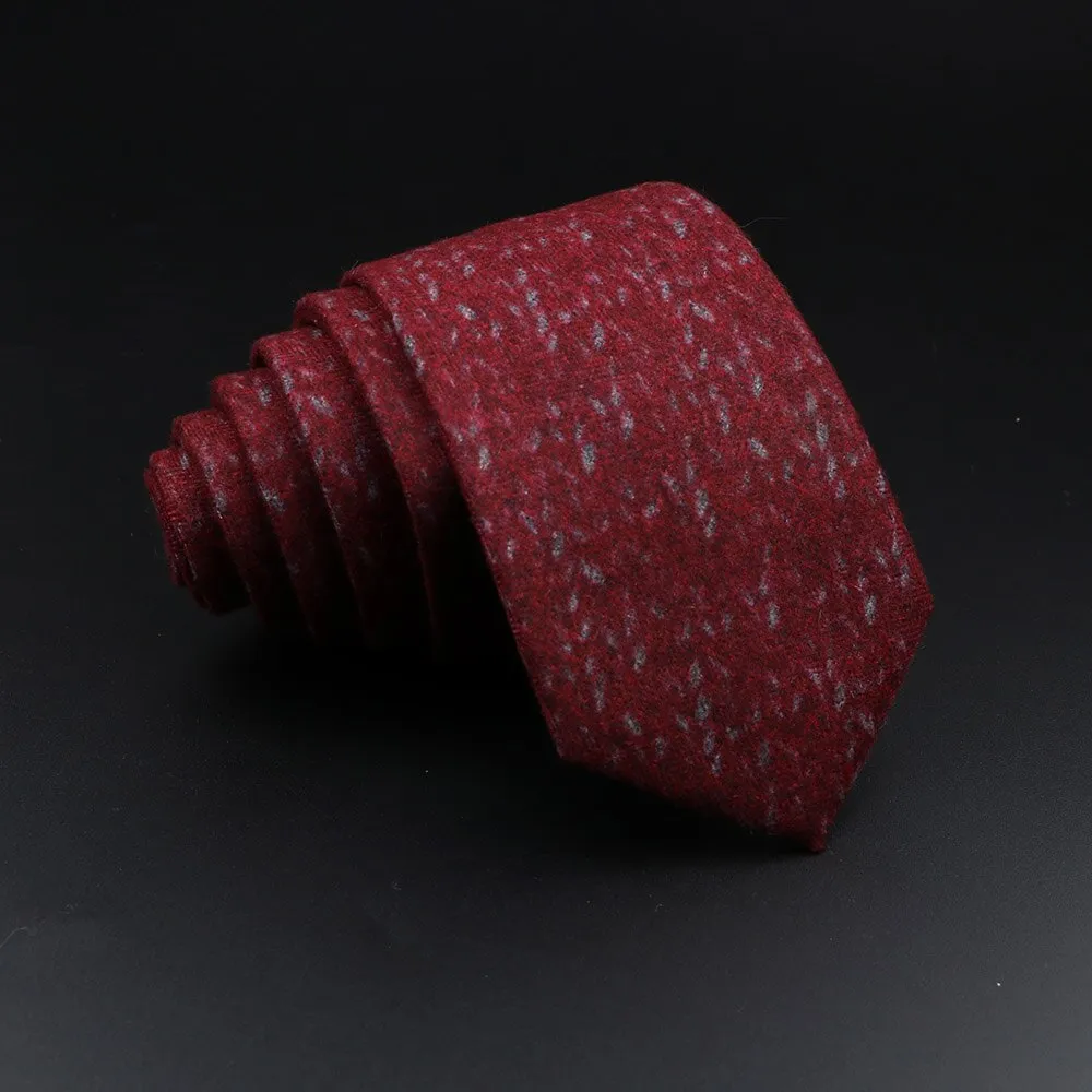 Men&#39;s Plaid Tie Cotton Black Grey Red Necktie Handmade Wool Narrow Collar Ties Wedding Business Party Suit Shirt Gift Accessory