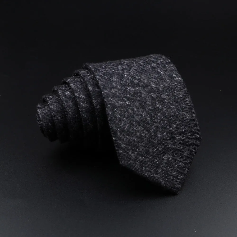 Men&#39;s Plaid Tie Cotton Black Grey Red Necktie Handmade Wool Narrow Collar Ties Wedding Business Party Suit Shirt Gift Accessory