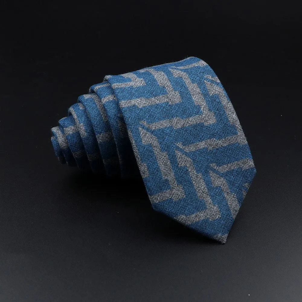 Men&#39;s Plaid Tie Cotton Black Grey Red Necktie Handmade Wool Narrow Collar Ties Wedding Business Party Suit Shirt Gift Accessory