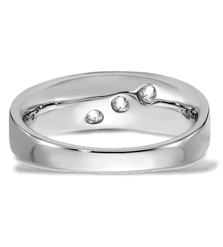 Men's 3 Diamond Wedding Band, 10k White Gold, .60 carat t.w.