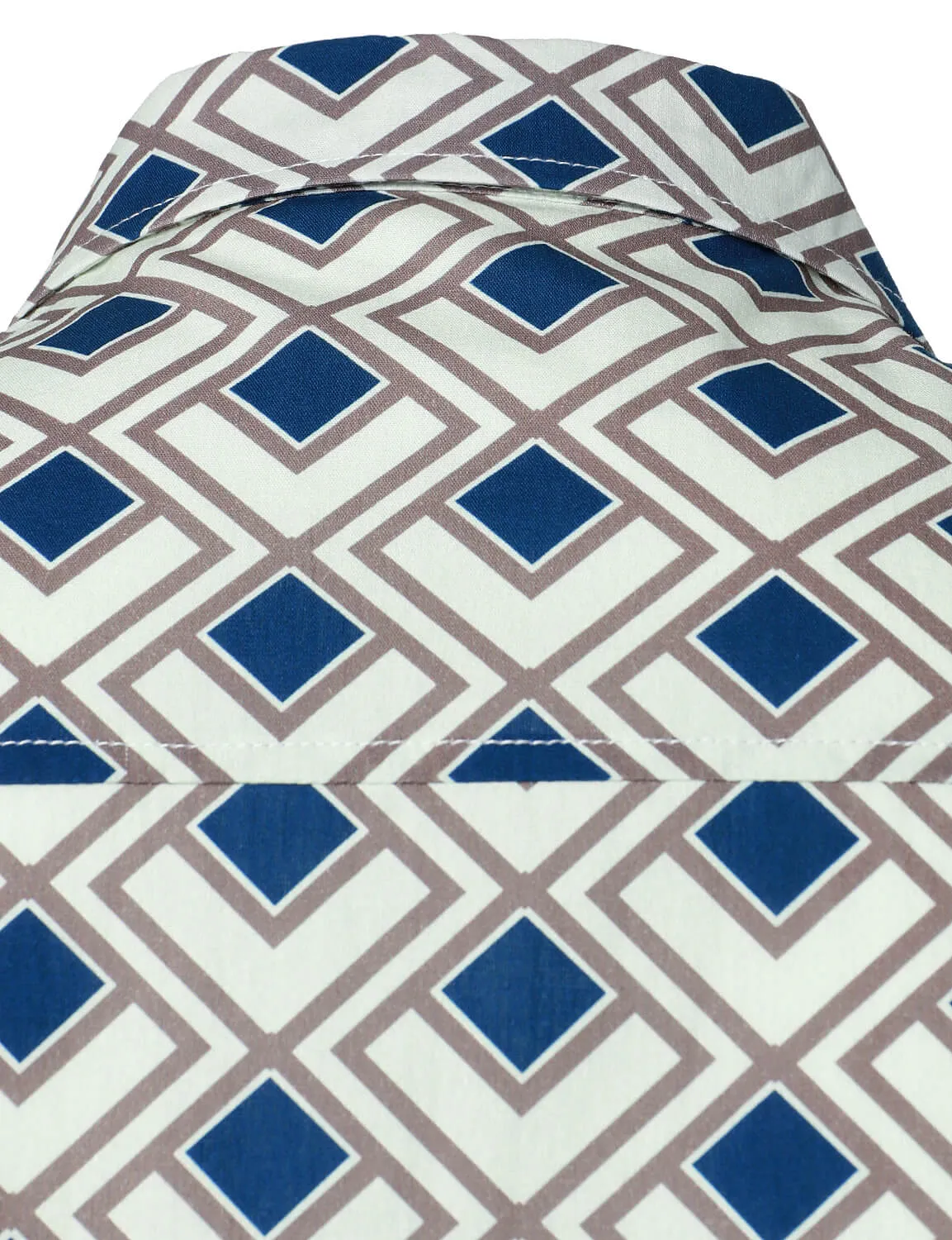 Men's Cotton Casual Geometric Button Up Long Sleeve Shirt