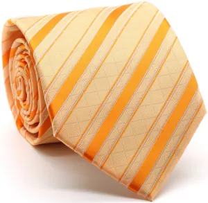 Mens Dads Classic Yellow Striped Pattern Business Casual Necktie & Hanky Set Q-1