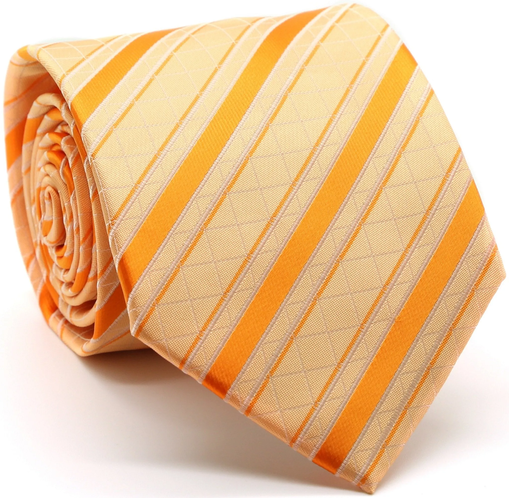 Mens Dads Classic Yellow Striped Pattern Business Casual Necktie & Hanky Set Q-1