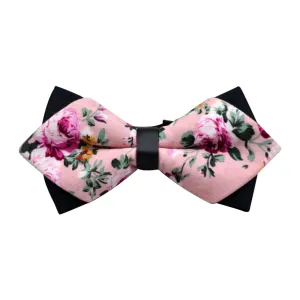 Men's Pure Cotton Pink Floral Pre-Tied Bow Tie