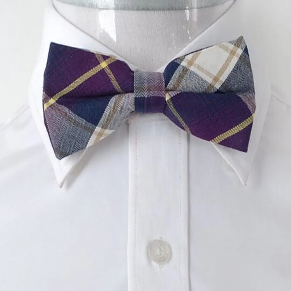 Men's Purple Nova Plaid Silk Pre-Tied Bow Tie