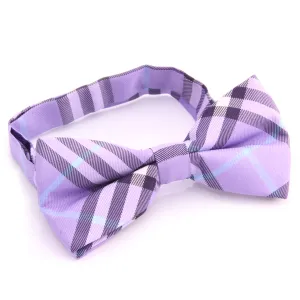 Men's Purple Plaid Silk Pre-Tied Bow Tie