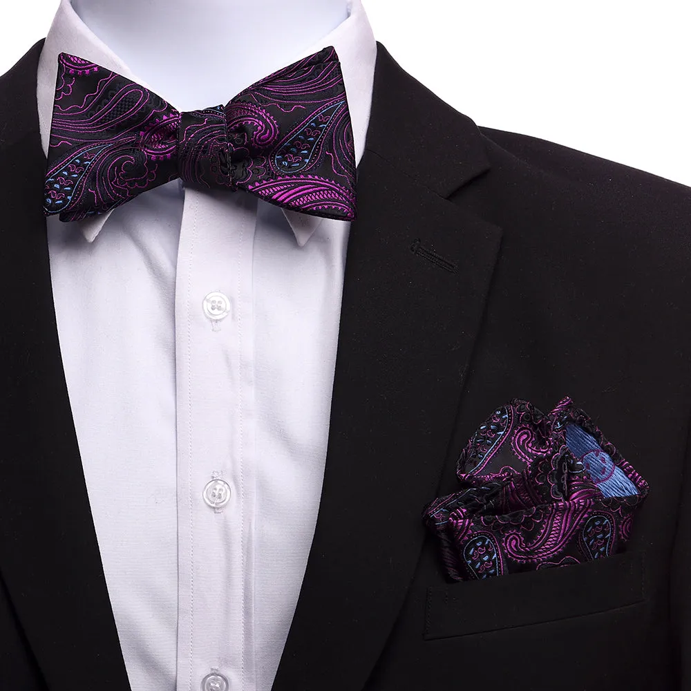 Men's Silk Multicolor Self Bow Tie