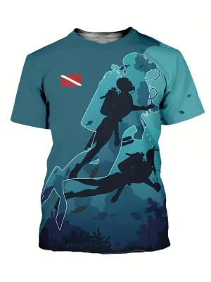 Men's T-Shirt - 3D Diver Print Scuba Diving