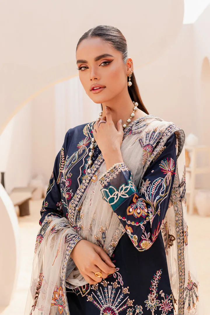 Multi Colored Embellished Deep Blue Kameez Trousers Party Wear
