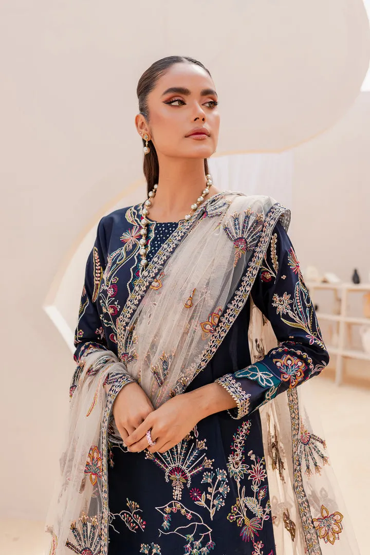 Multi Colored Embellished Deep Blue Kameez Trousers Party Wear