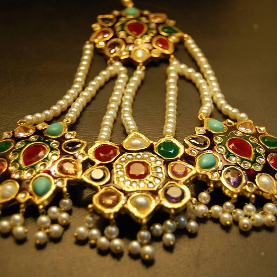 Multi Kundan Jhumar Tikka for Head #J4138