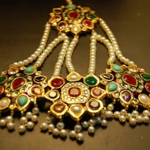 Multi Kundan Jhumar Tikka for Head #J4138