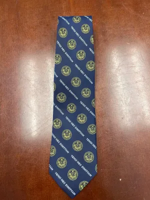 Navy Salesianum Crest Silk Tie