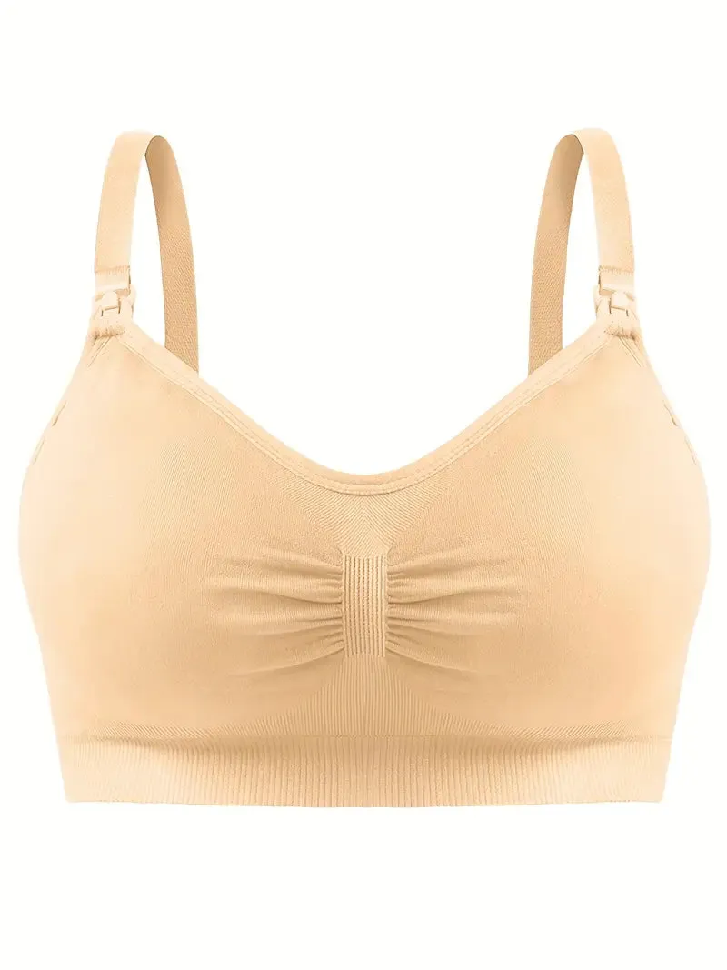 NEW Nursing Bra Without Steel Ring & Single-handed Buckles &Front Opening Buckles, No Sense Of Restraint Bra, Pregnant Women's Underwear With Plus Size Options, Light Beige, Sz M - Retails $73